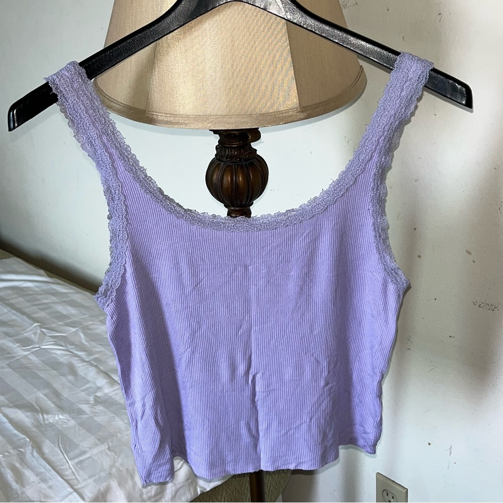 AE Lavender Purple Tank Top with Lace Details